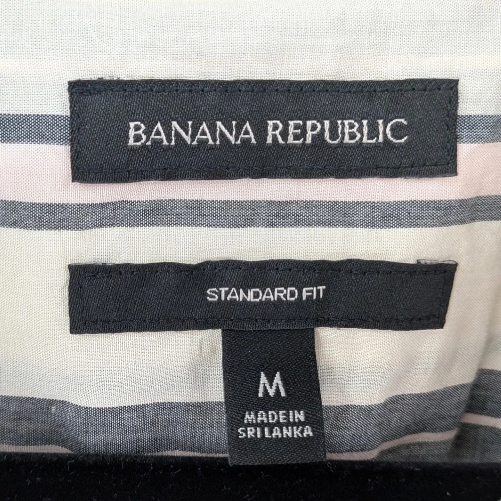 Resort Stripe Button Down Shirt Cotton Banana Republic Standard Fit M‎